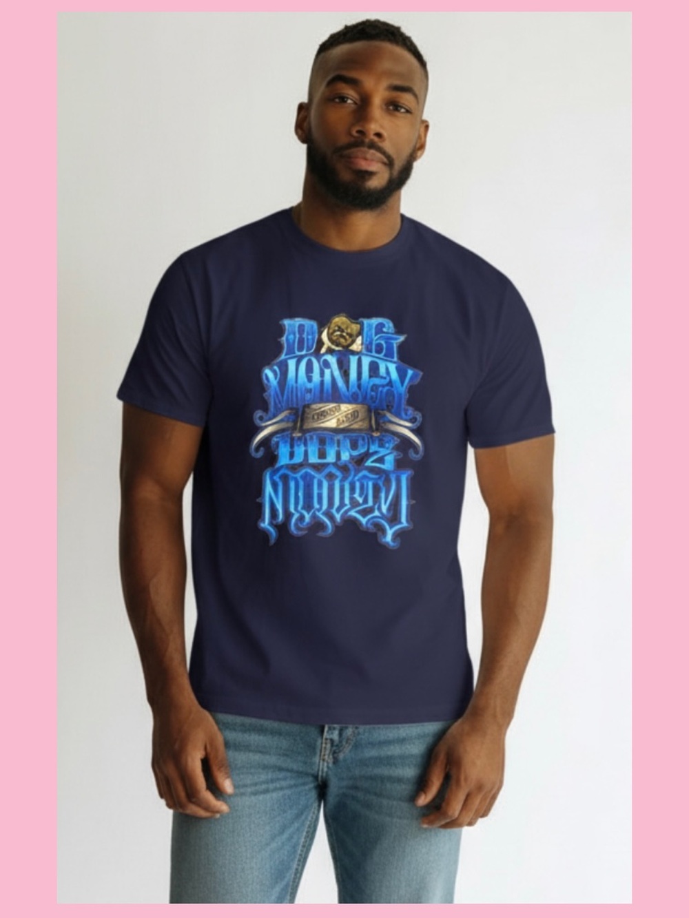Gildan Navy Short Sleeve Graphic Crewneck Tee